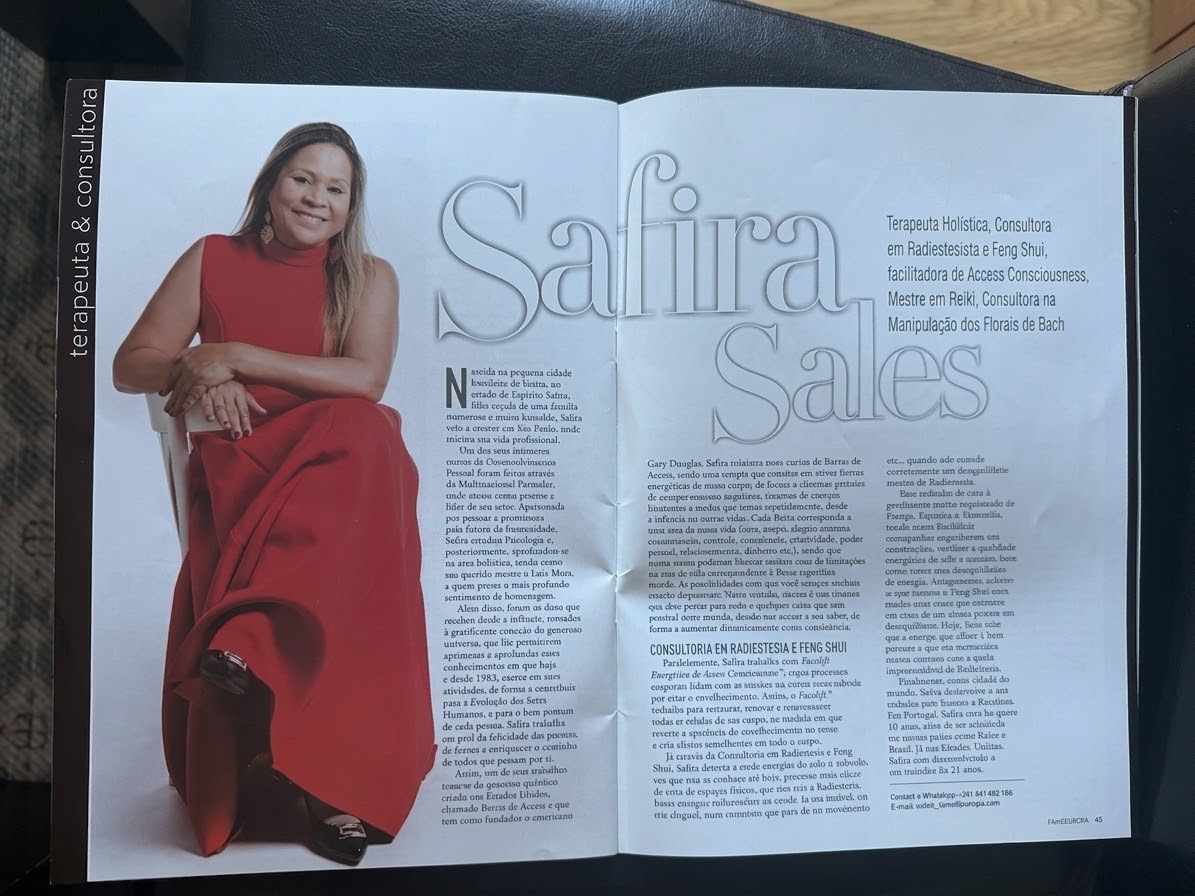 Publicação impressa com reportagem sobre a trajetória de Safira Sales
